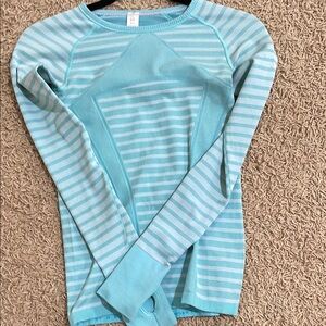 Ivivva Teal Striped Long Sleeve Shirt